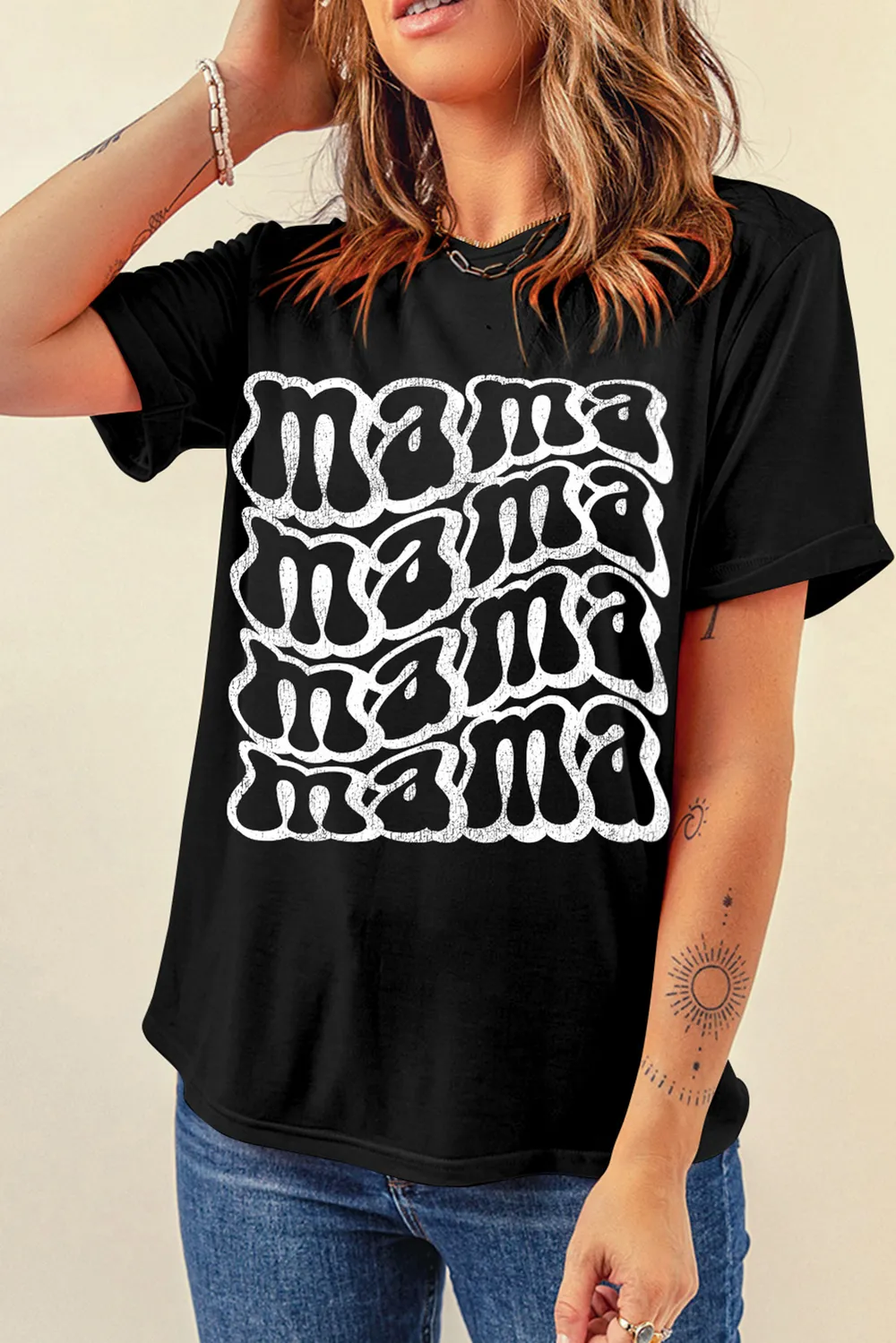 Mama Round Neck Short Sleeve T-Shirt