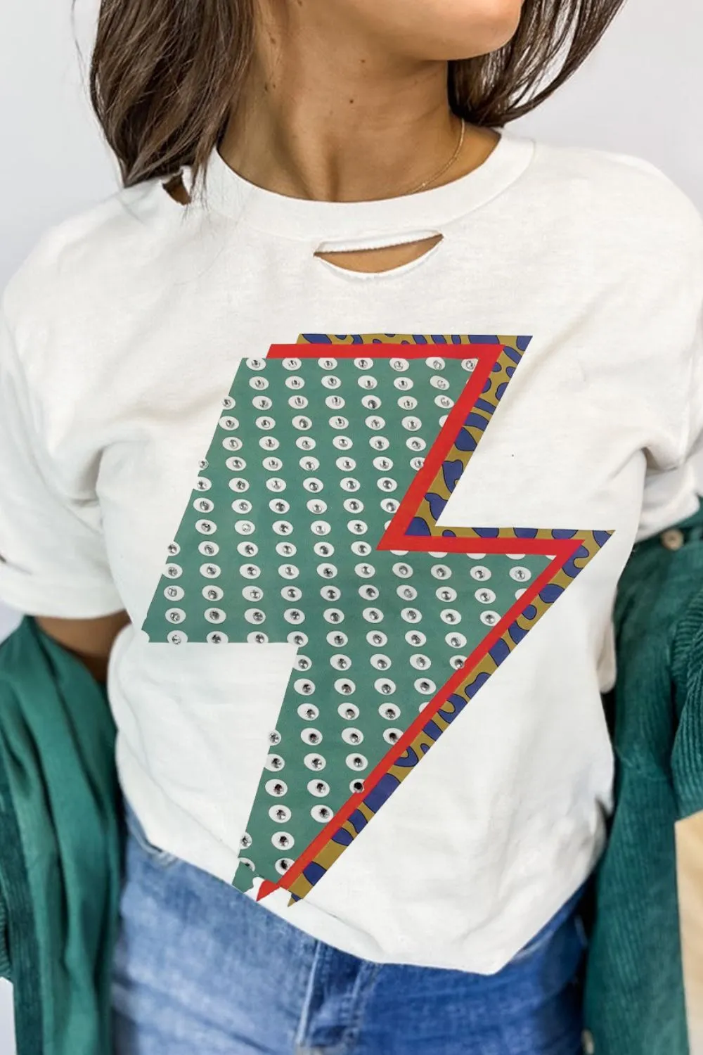 Lightning Round Neck Short Sleeve T-Shirt