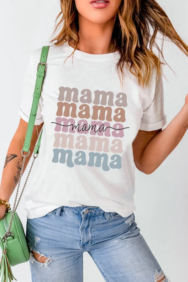 MAMA Letter Crew Neck Tee