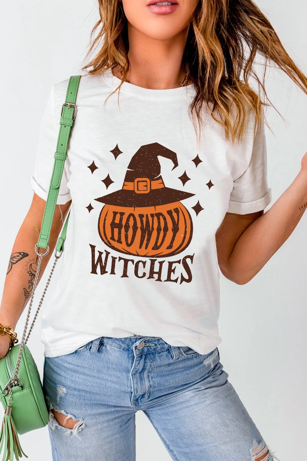 Howdy Witches Round Neck Short Sleeve T-Shirt