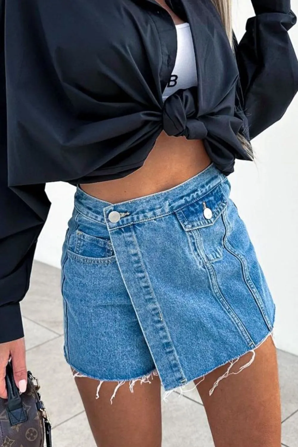 Raw Hem Denim Skorts