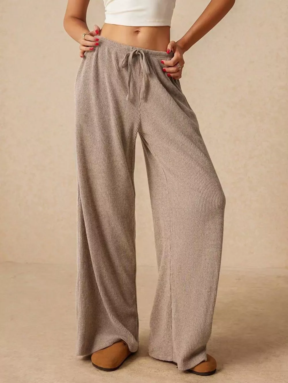 Drawstring Wide Leg Pants
