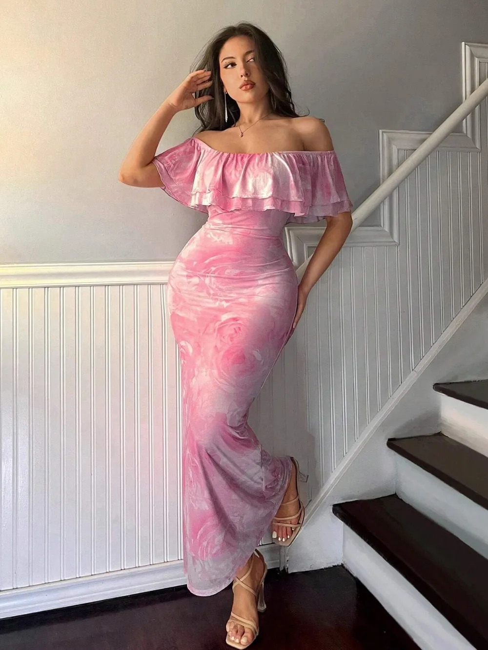 Layered Ruffled Off-Shoulder Dress