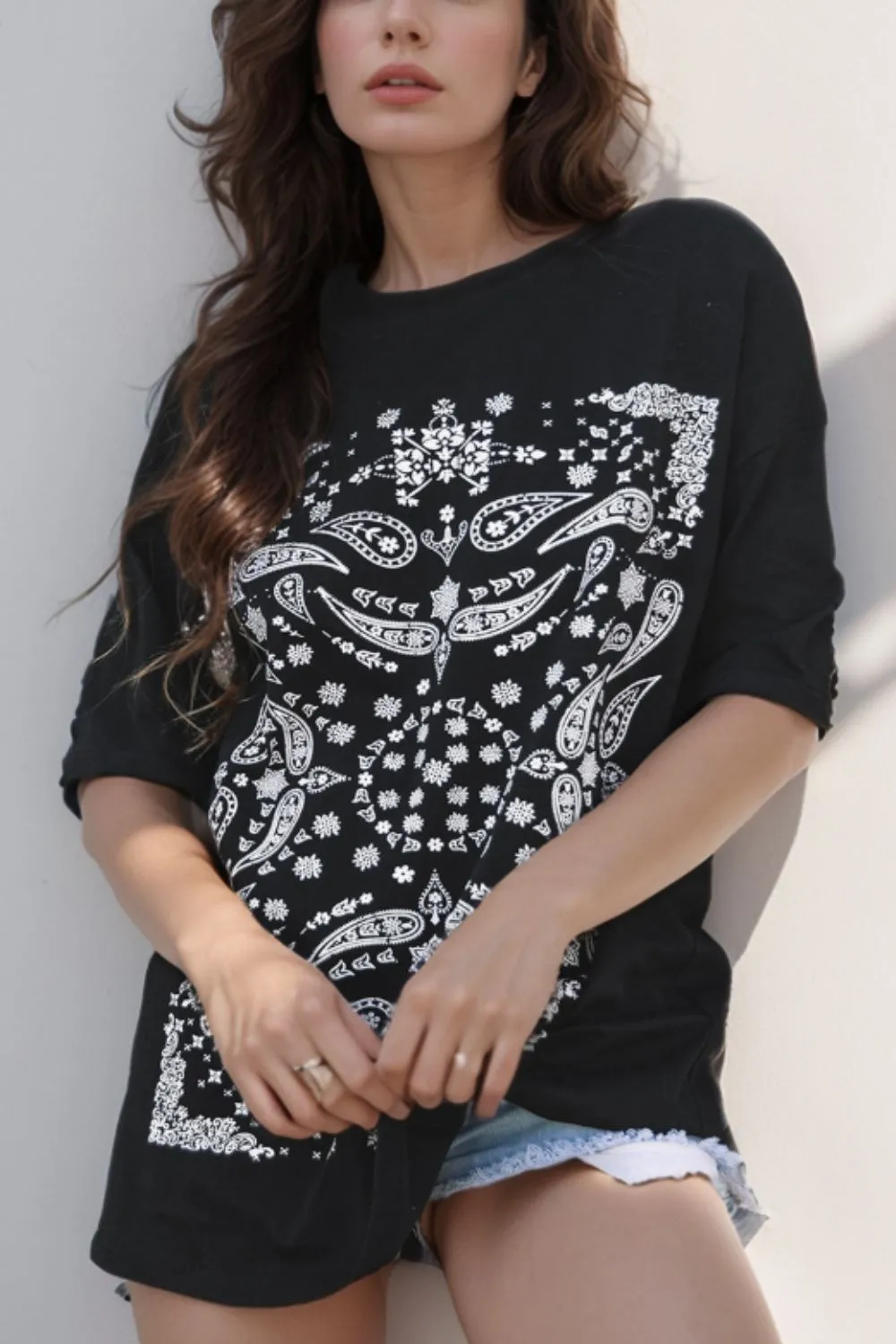 Paisley Round Neck Half Sleeve T-Shirt