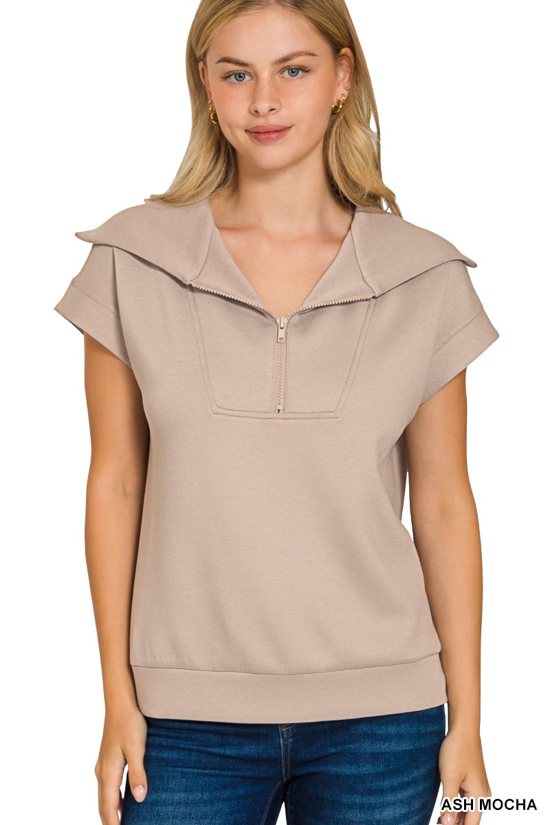 Zenana Scuba Half Zip Top