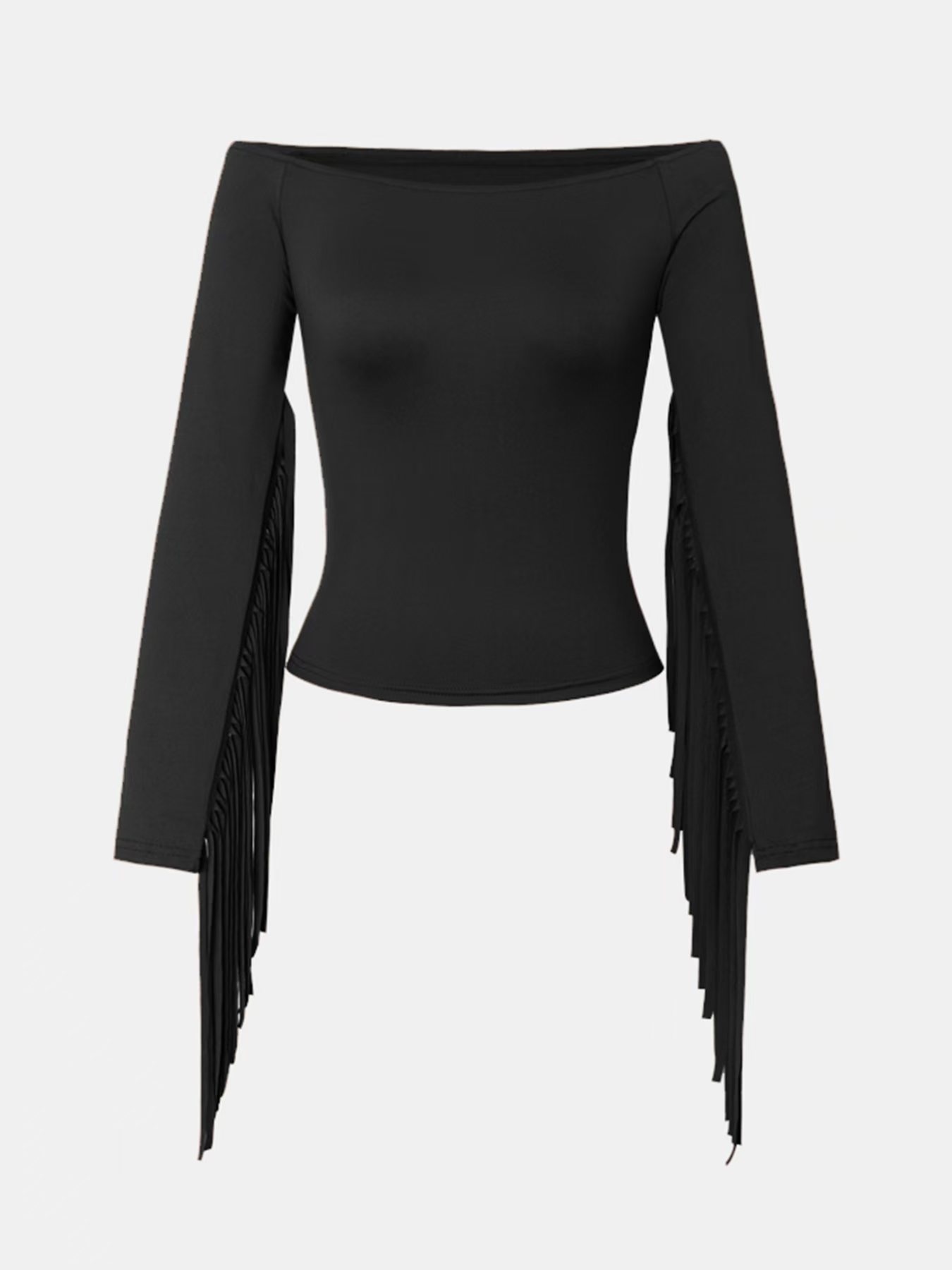 Off-Shoulder Fringe Sleeve T-Shirt