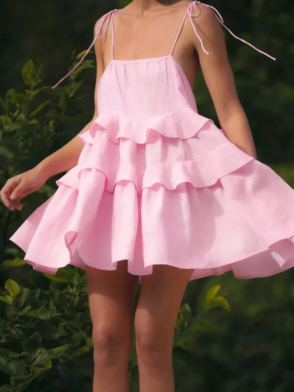 Ruffled Tie Shoulder Mini Dress