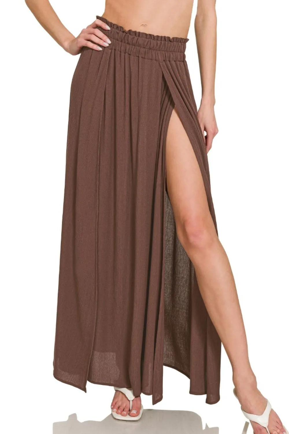 Zenana Woven Crinkle Gauze Long Skirts