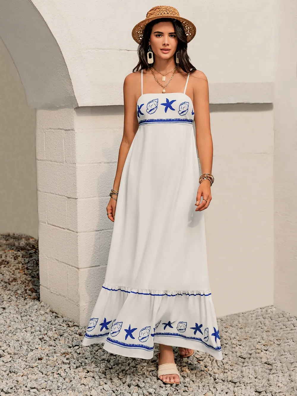 Printed Square Neck Maxi Cami Dress
