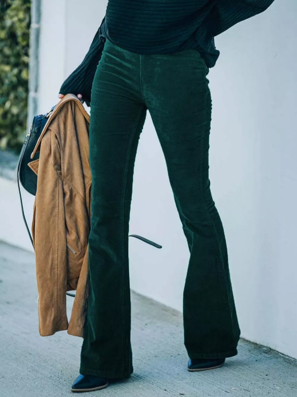 Full Size Corduroy Flare Pants Plus Size
