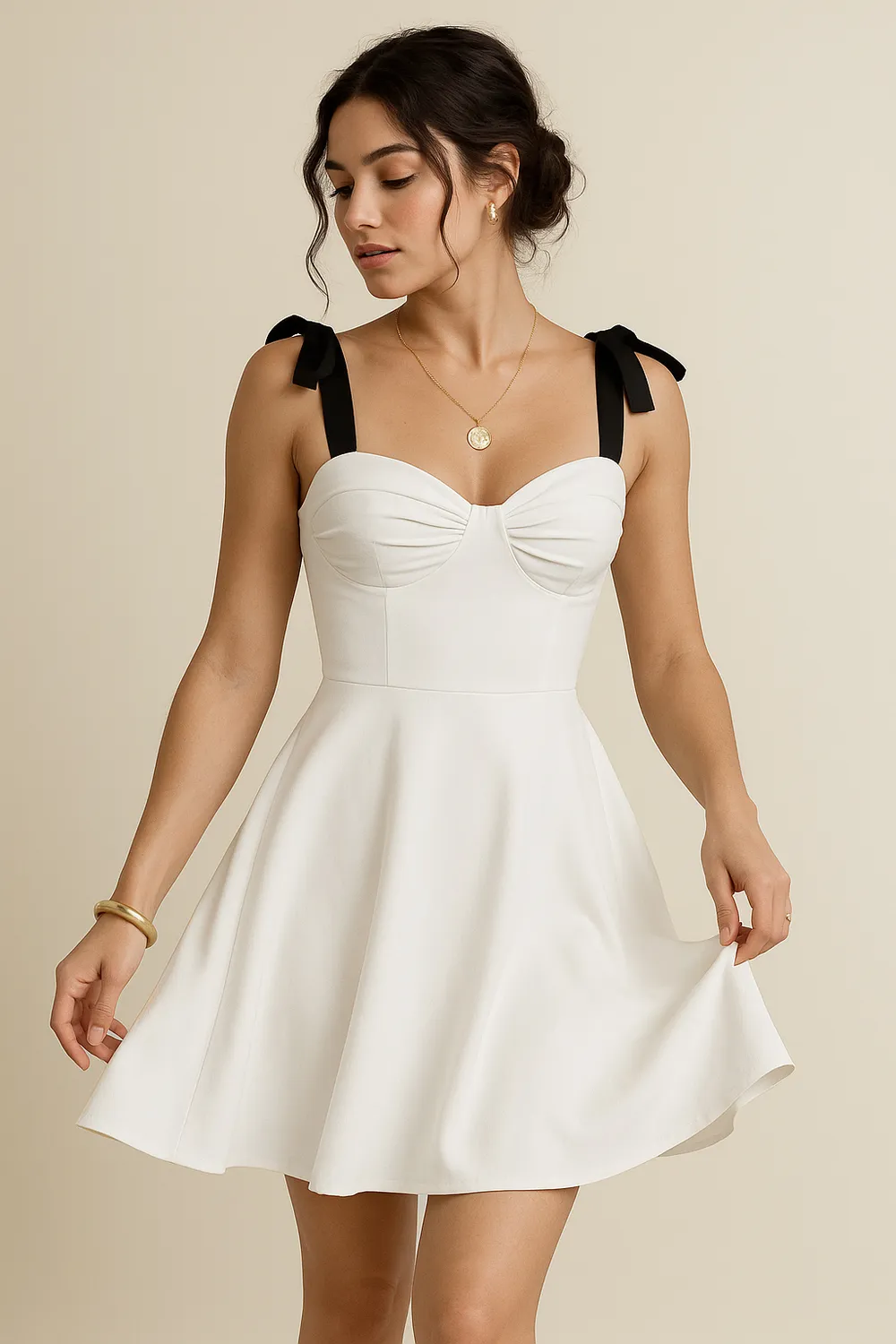 Sweetheart Neck Tie Shoulder Dress