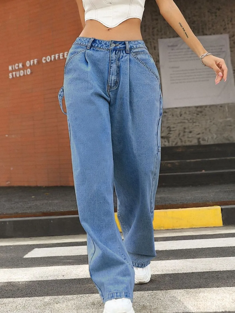 Wide Leg Jeans With Pockets