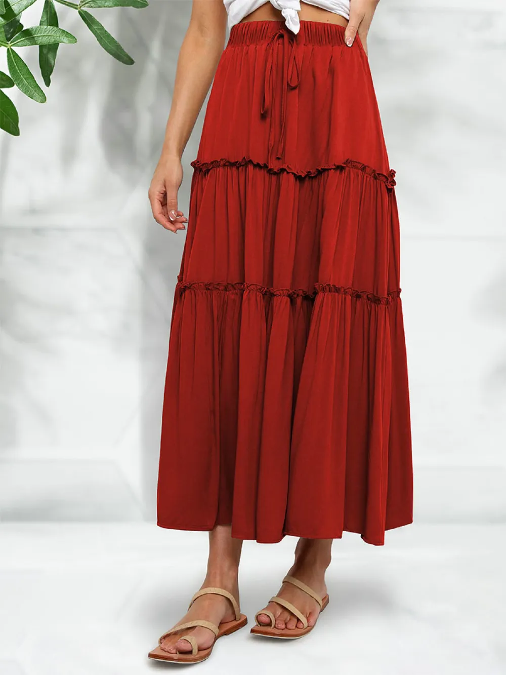 Frill Tiered Midi Skirt