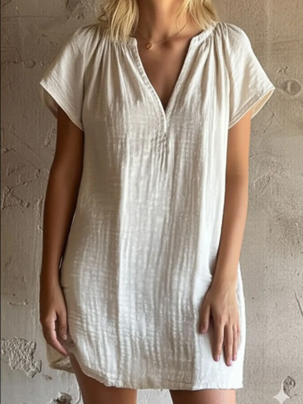 Textured Short Sleeve Mini Dress