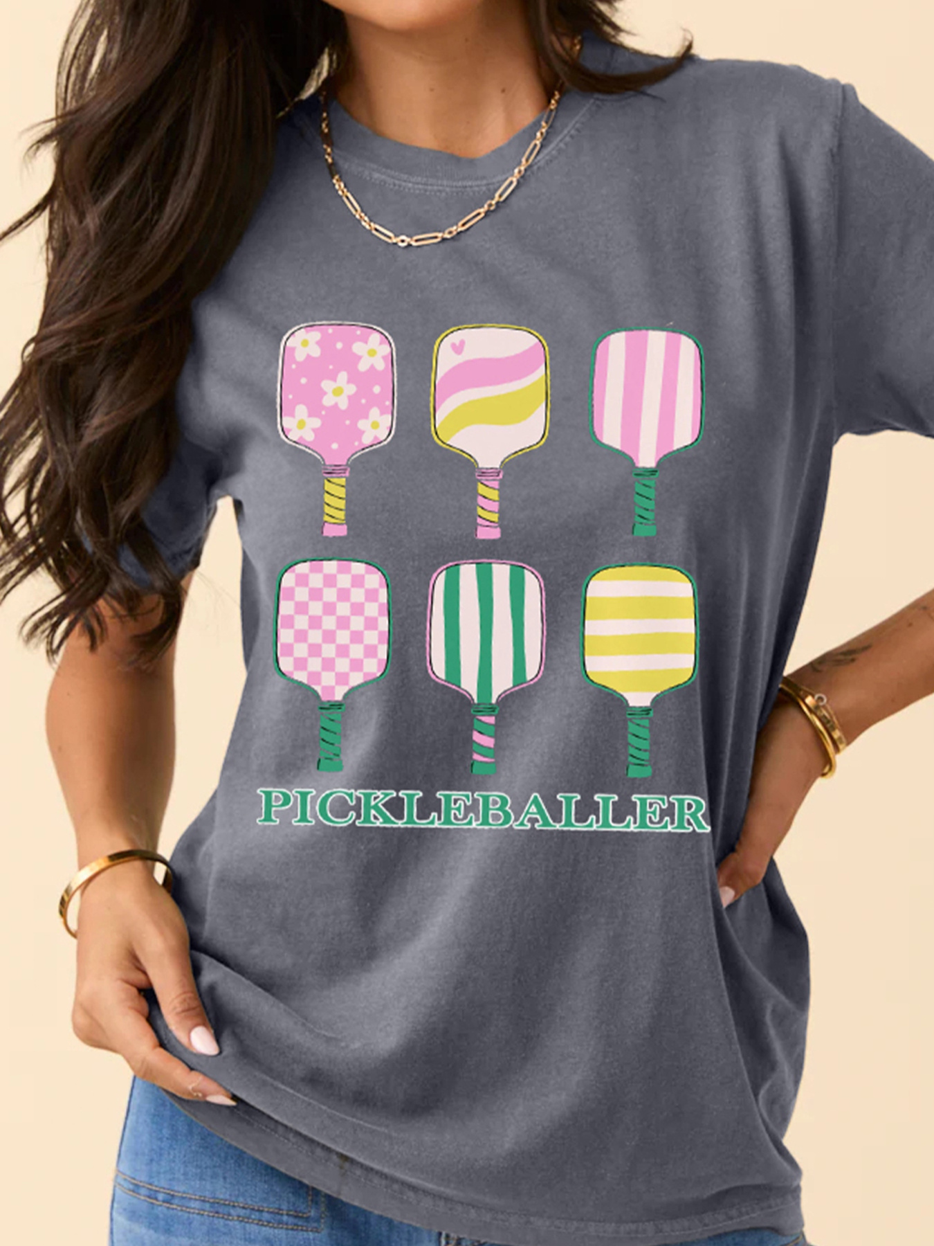 PICKLEBALLER Playful Bats Printed Casual T Shirt