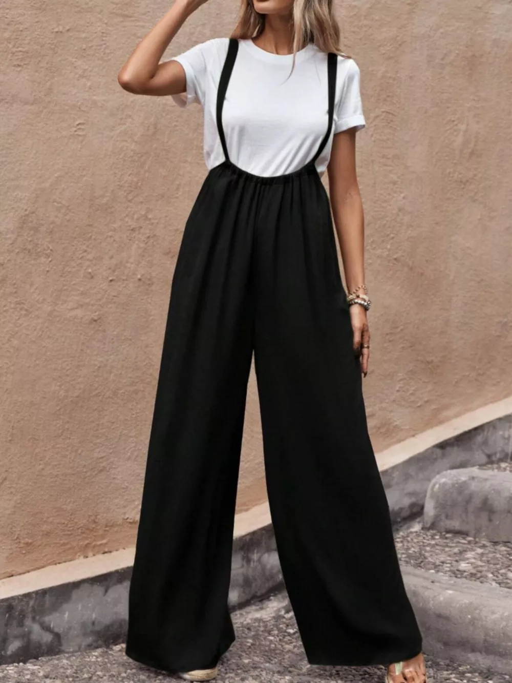 Wide Leg Suspender Overalls