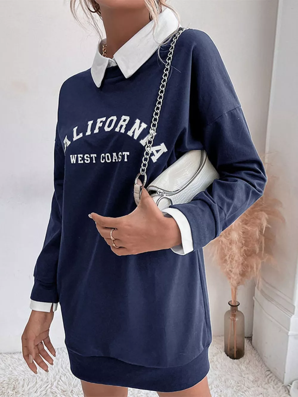Letter Long Sleeve Sweatshirt Dress
