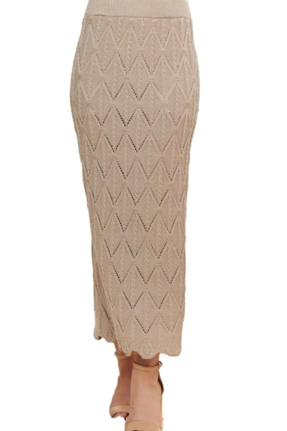 ADORA Scallop Trim Detail Knit Skirt