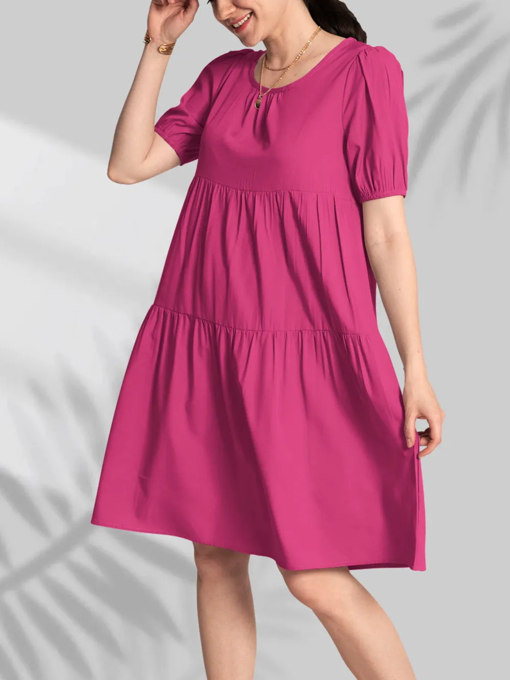 Round Neck Short Sleeve Mini Tee Dress