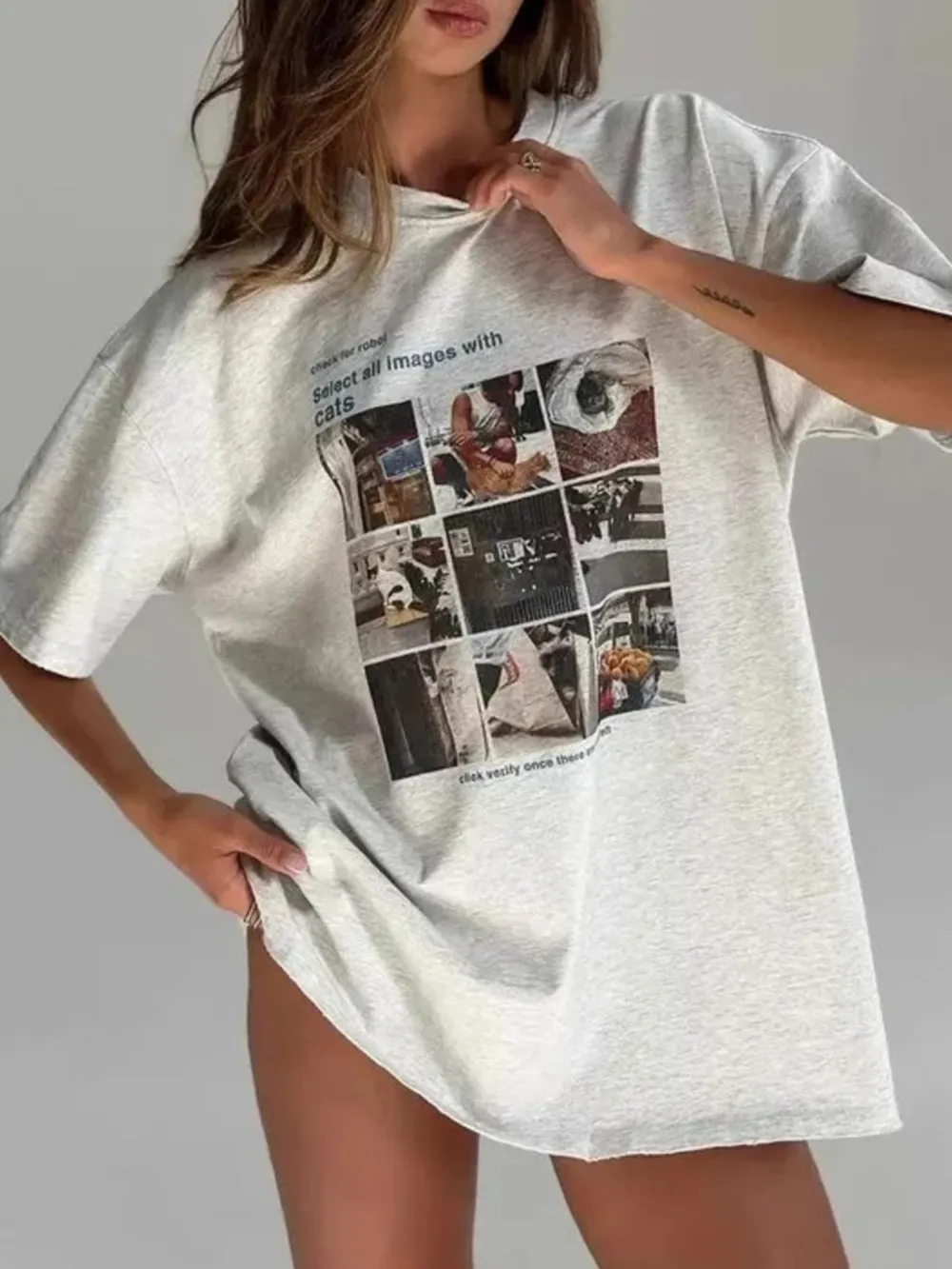 Graphic Round Neck Drop Shoulder T-Shirt