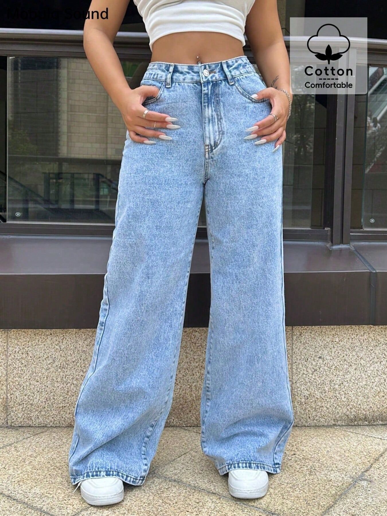 Wide Leg Wash Jeans