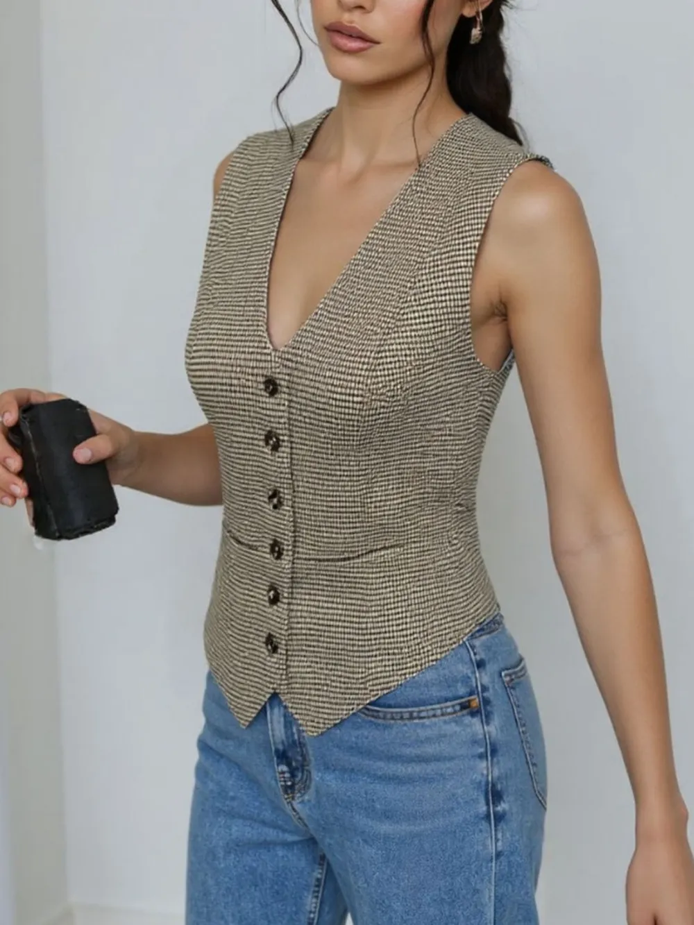 Plaid Button Down Vest