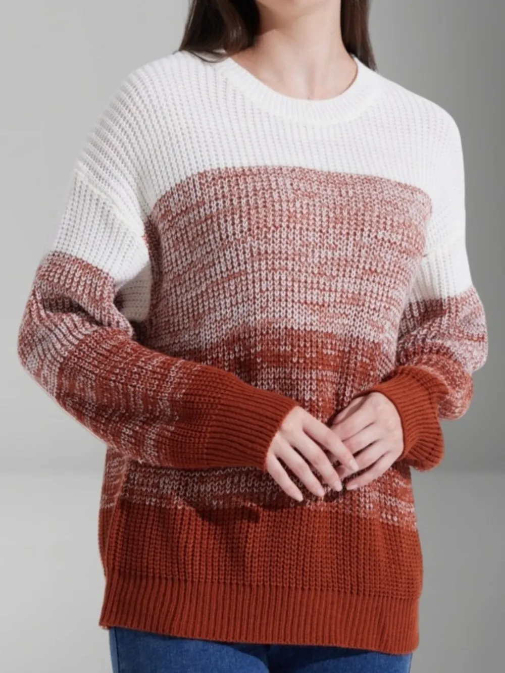 Color Block Round Neck Sweater