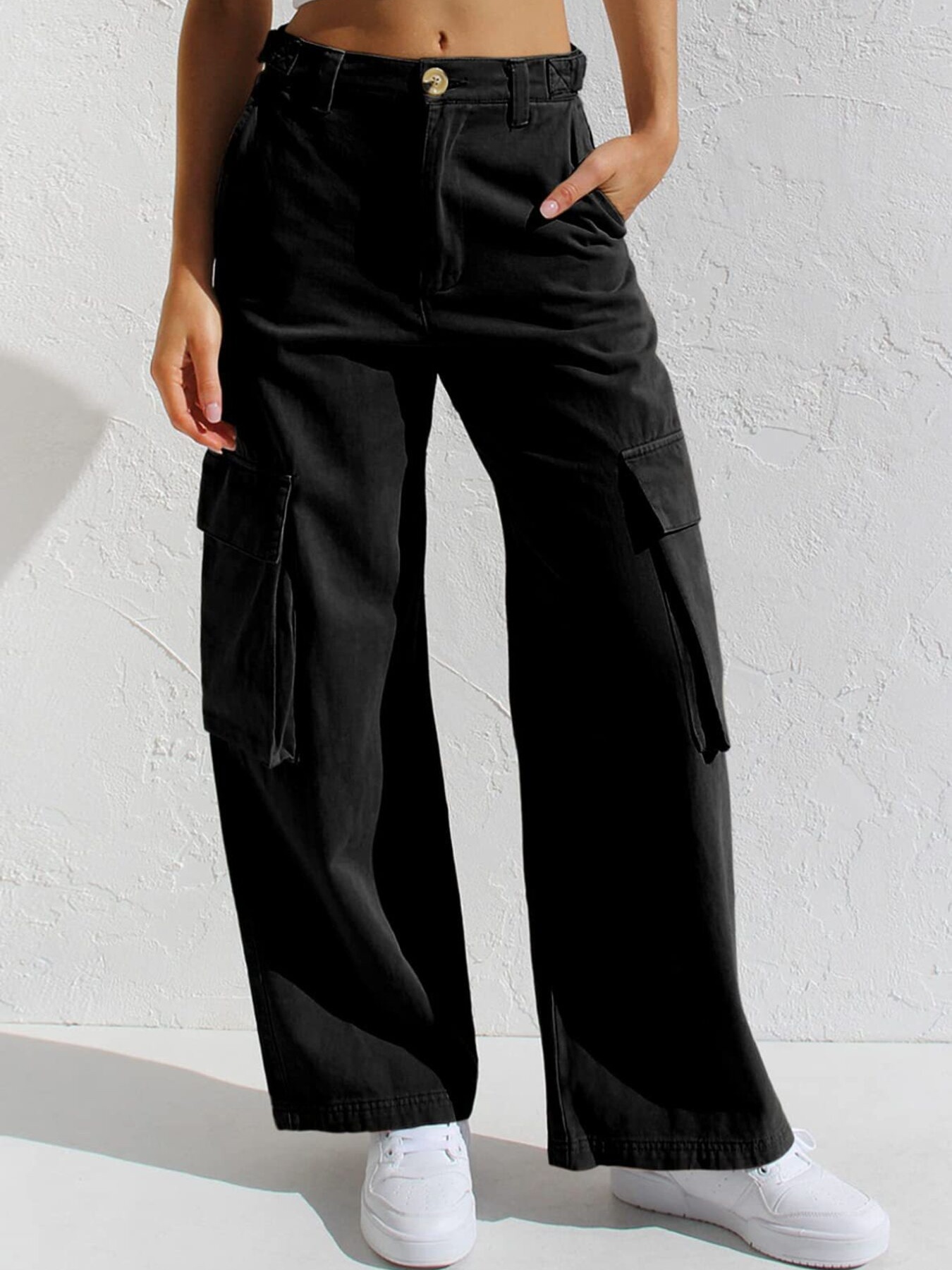 High-Waisted Wide Leg Cargo Jeans