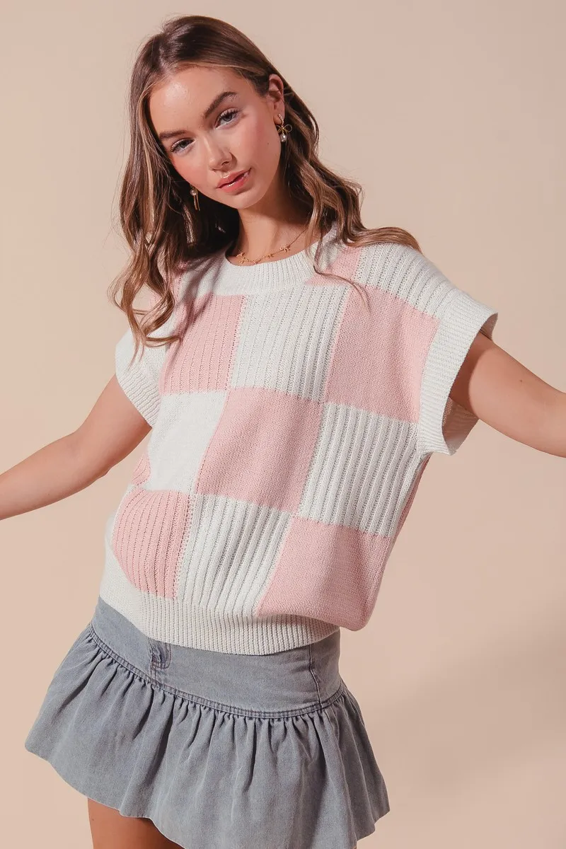 SO ME Check Plaid Casual Sweater Top