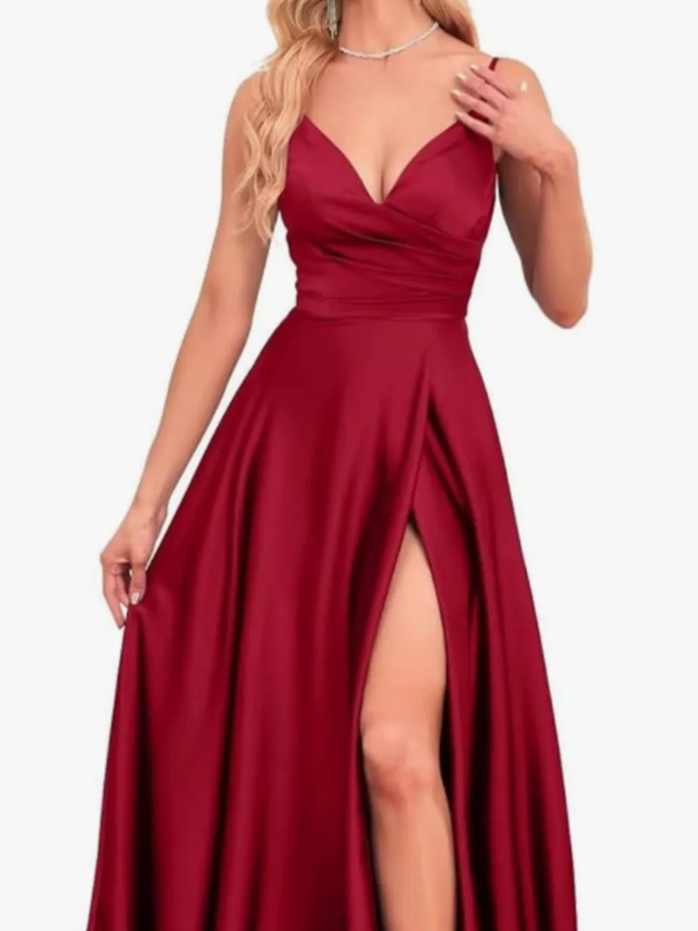 Ruched Slit Maxi Cami Dress