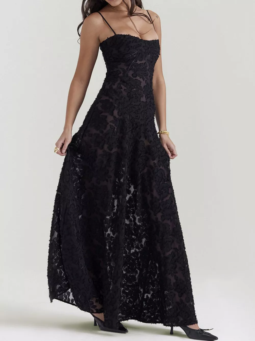 Lace Spaghetti Strap Maxi Dress