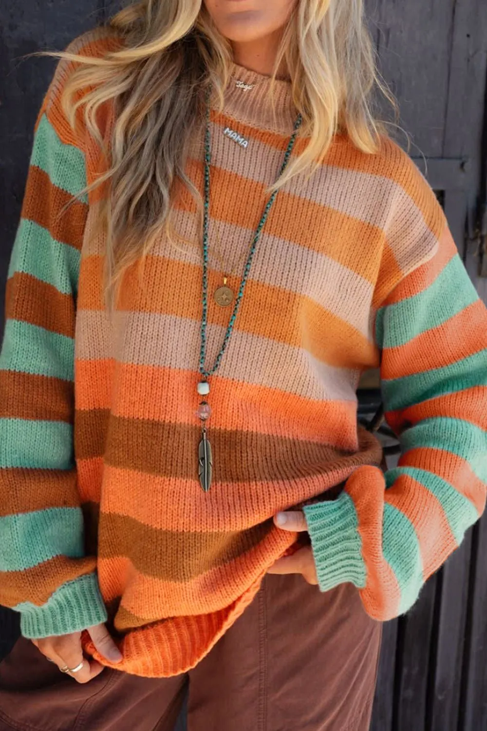 Striped Rainbow Long Sleeve Sweater