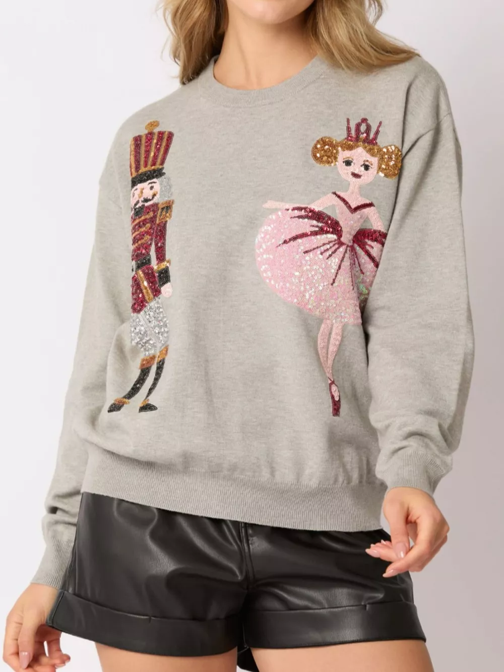 Sequined Nutcracker Long Sleeve Sweatshirt