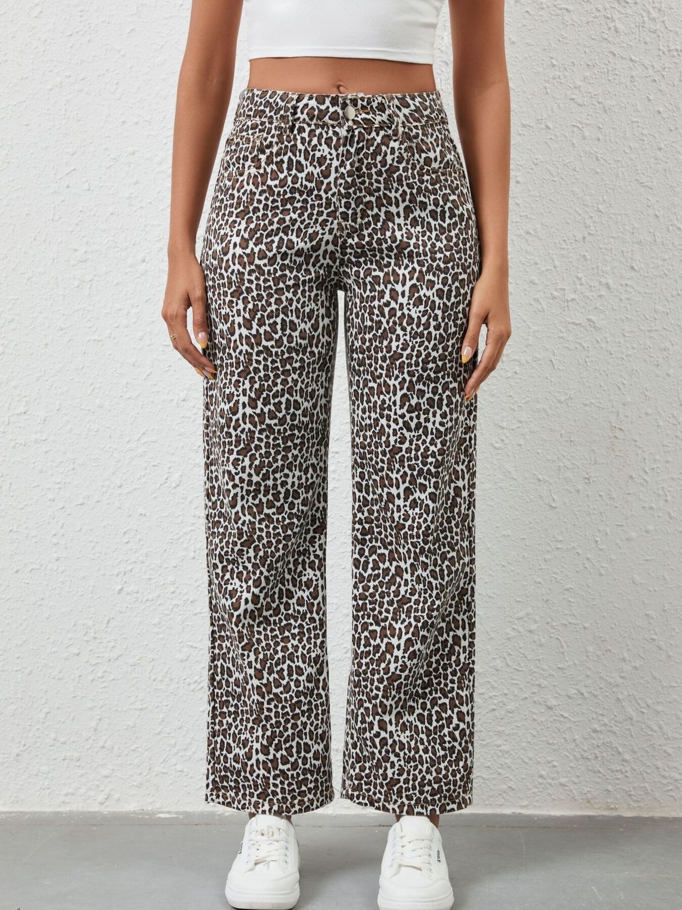 Leopard Print Wide Leg Jeans secondary