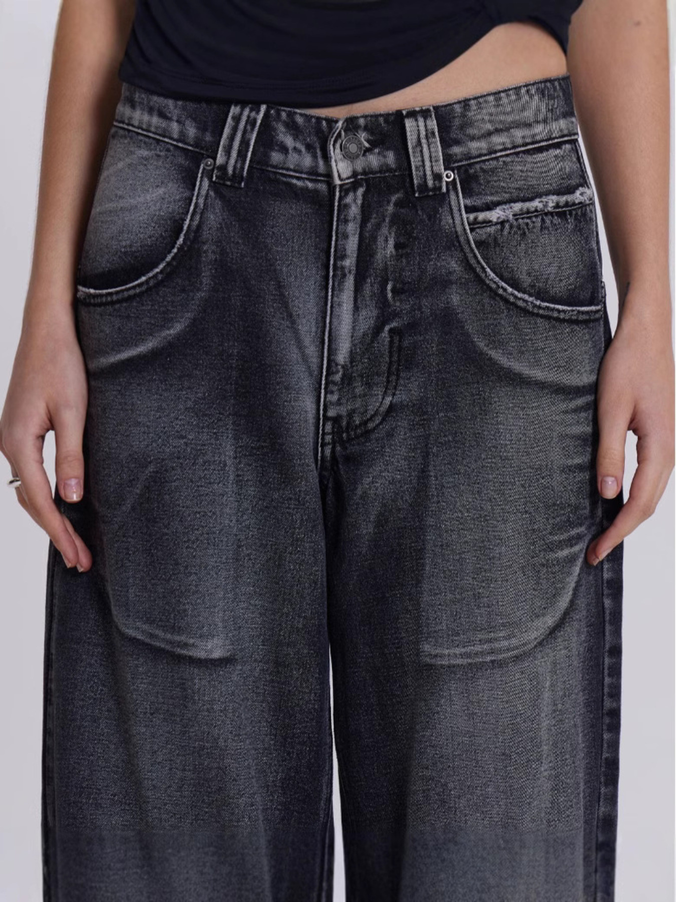 Vintage Wash Wide Leg Jeans secondary