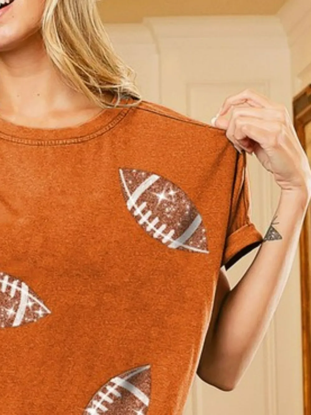 Bibi Football Sequin Embroidery Vintage Washed Top secondary