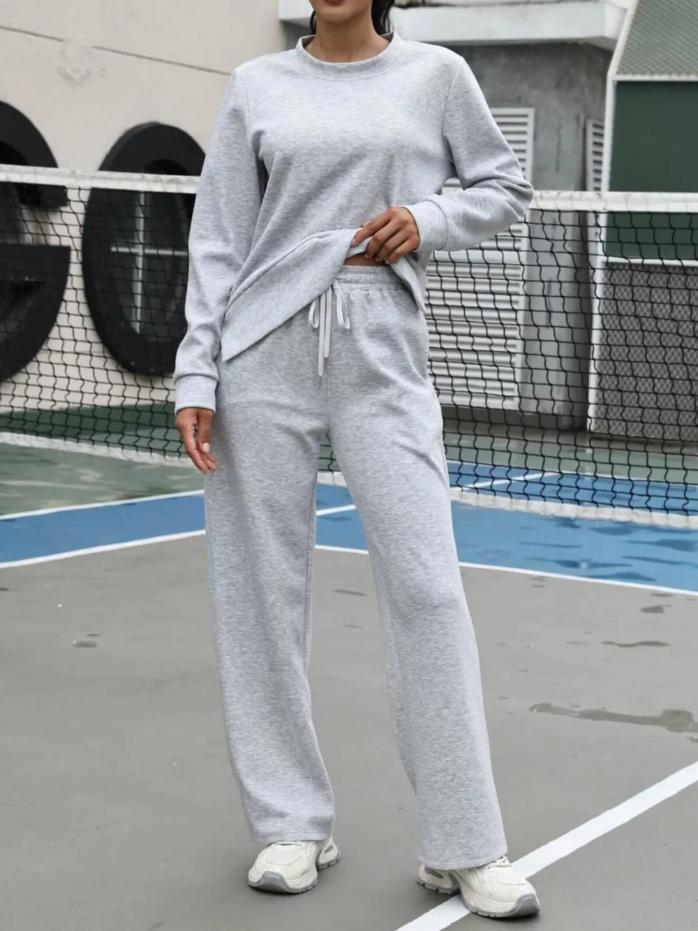 Round Neck Sweatshirt and Pants Set