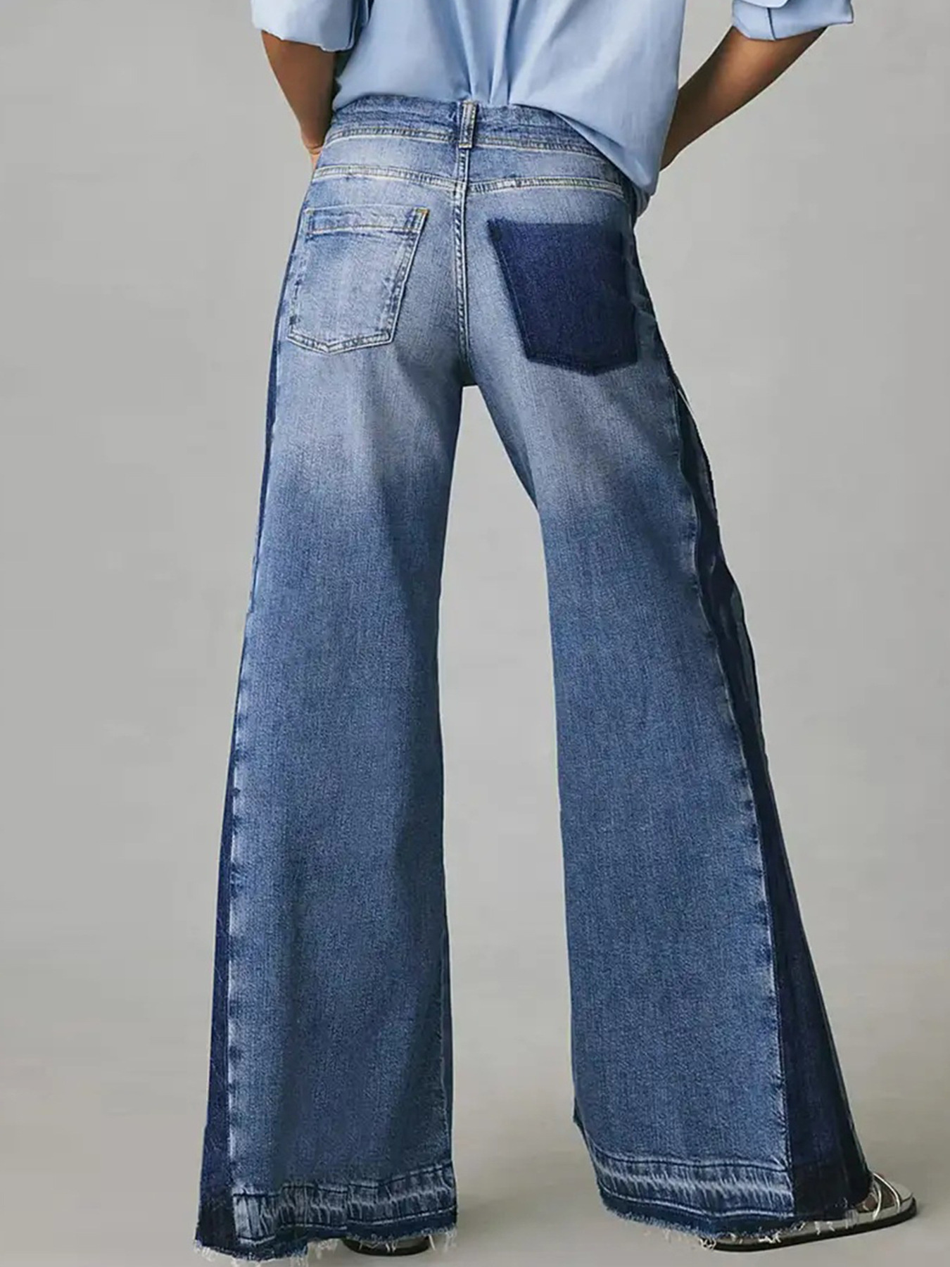 Two-Tone Wide Leg Jeans secondary