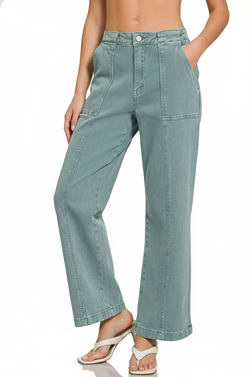 Zenana Straight Leg Utility Pocket Jeans secondary