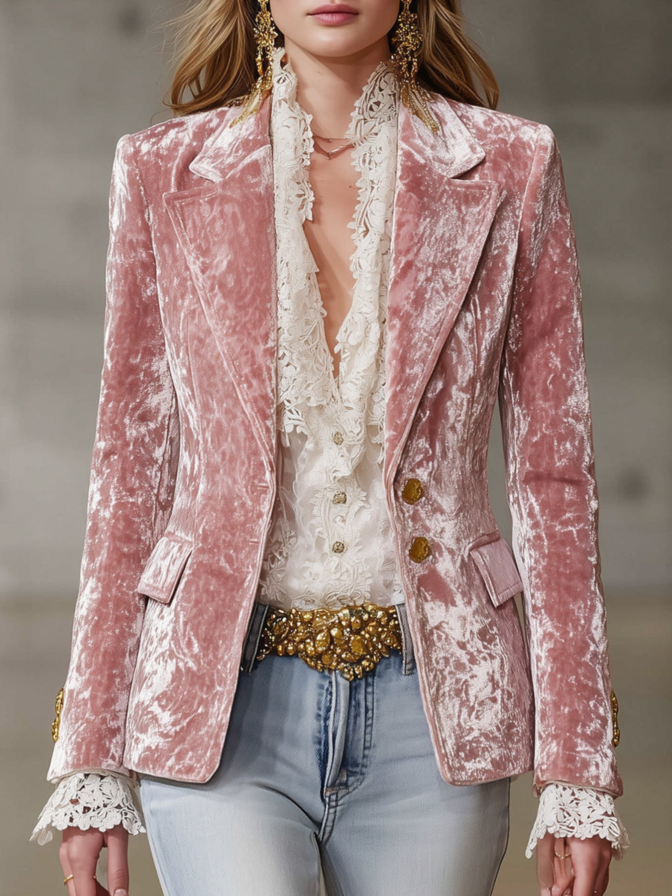 Elegant Velvet Single-Breasted Blazer