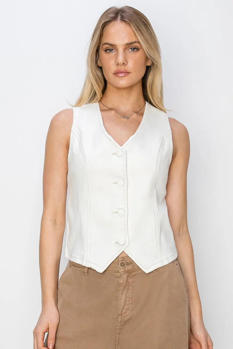 Risen V Neck Button Down Vest