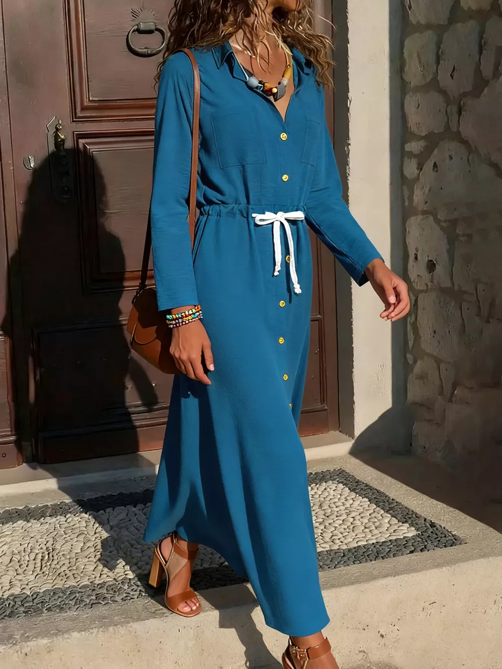Button-Down Long Sleeve Dress