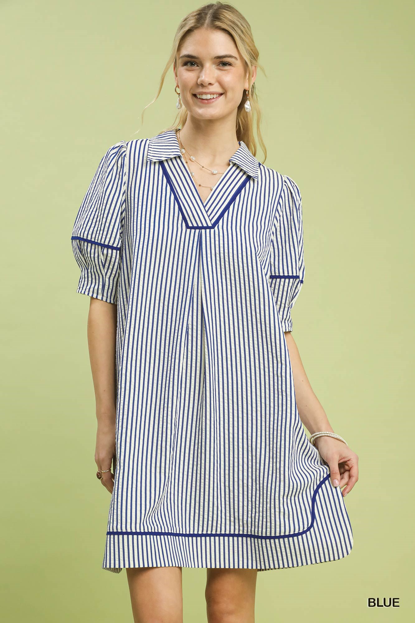 Umgee Stripe Collared Shift Dress