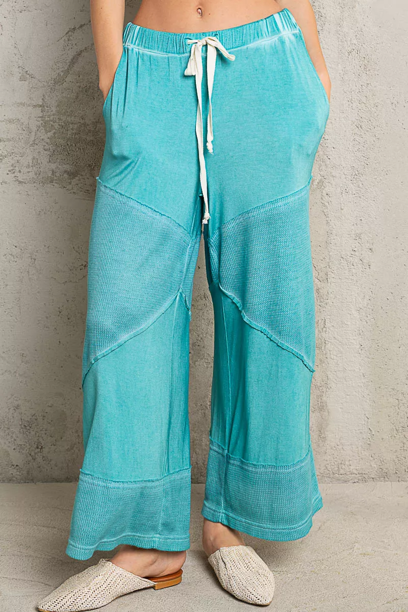 Pol Elastic Waistband Wide Leg Pants With Drawstring
