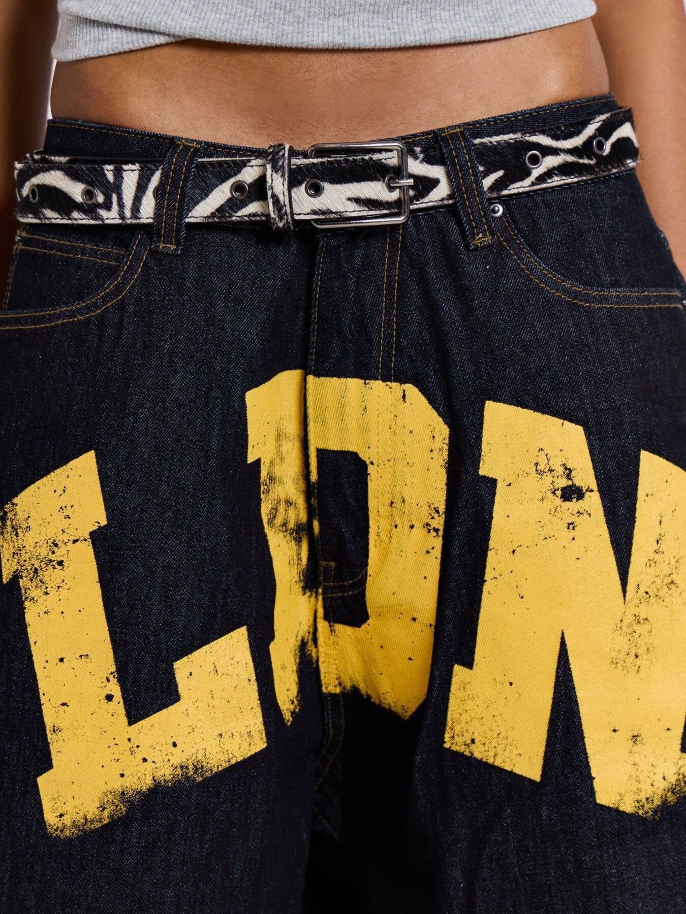 Letter Wide Leg Jeans secondary