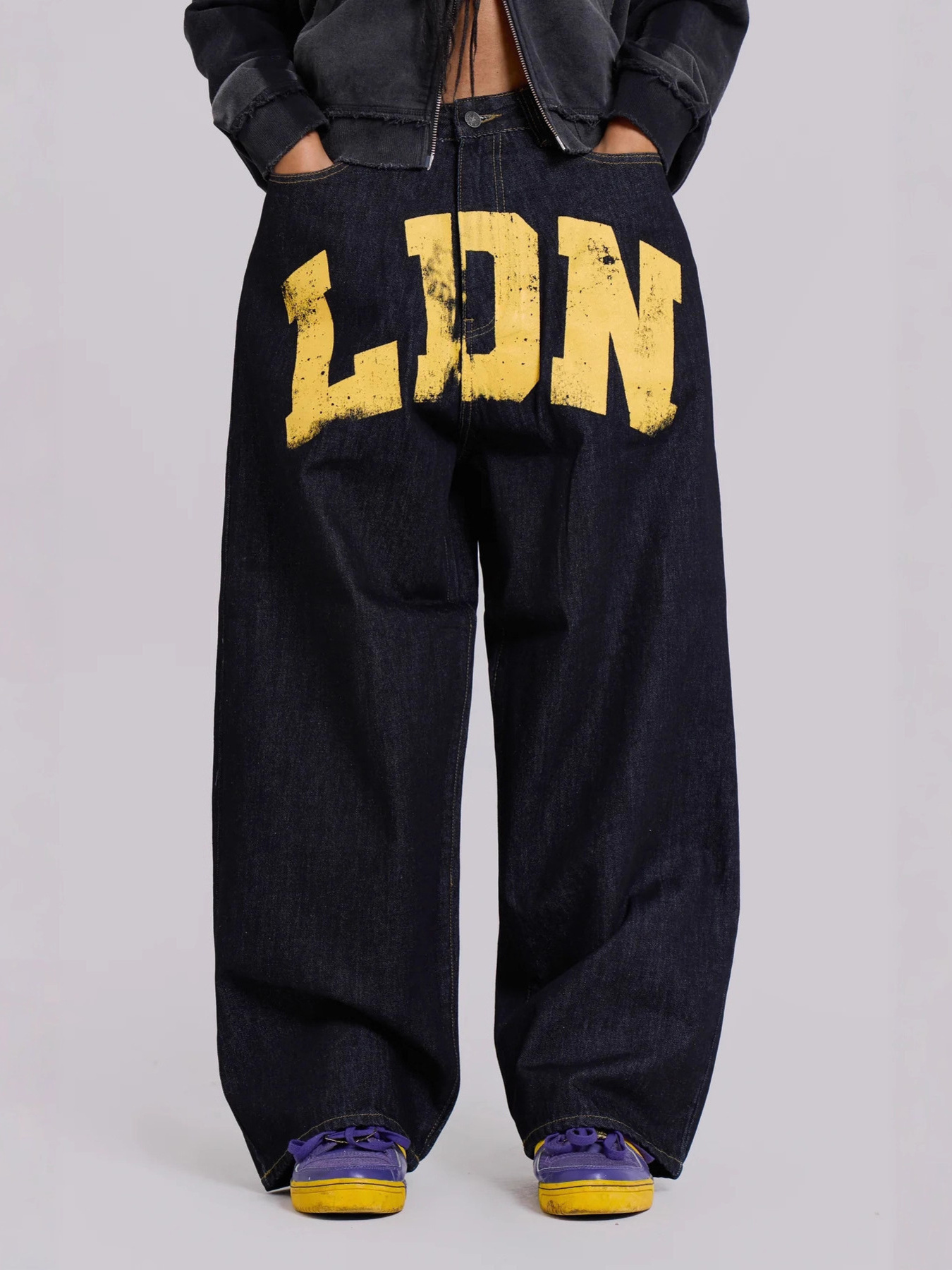 Letter Wide Leg Jeans