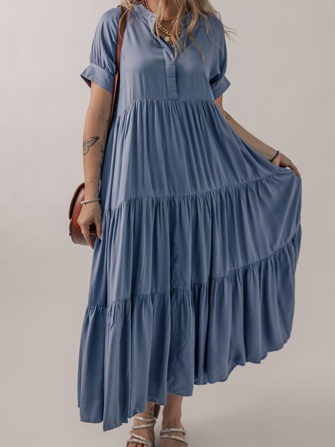 Short Sleeve Tiered Maxi Dress
