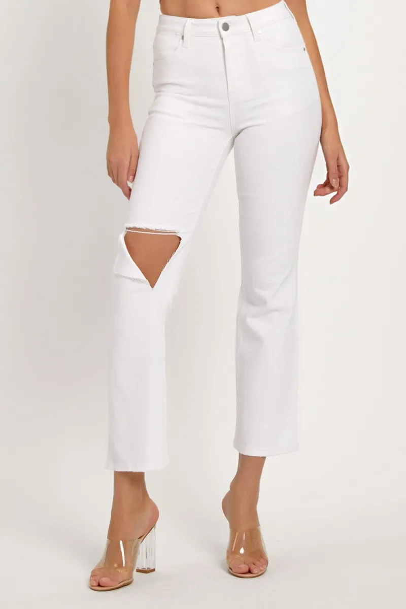 Risen Full Size Distressed Cropped Straight Jeans