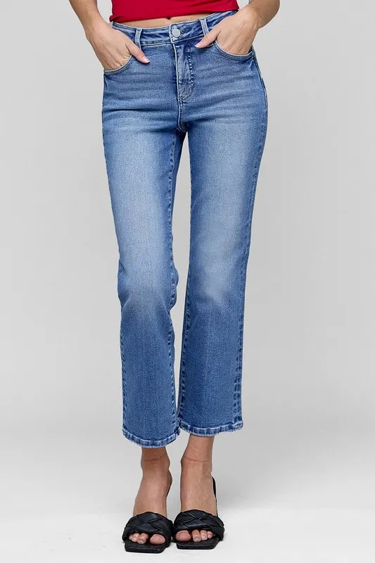 Risen Full Size Tummy Control High Rise Crop Straight Jeans Plus Size