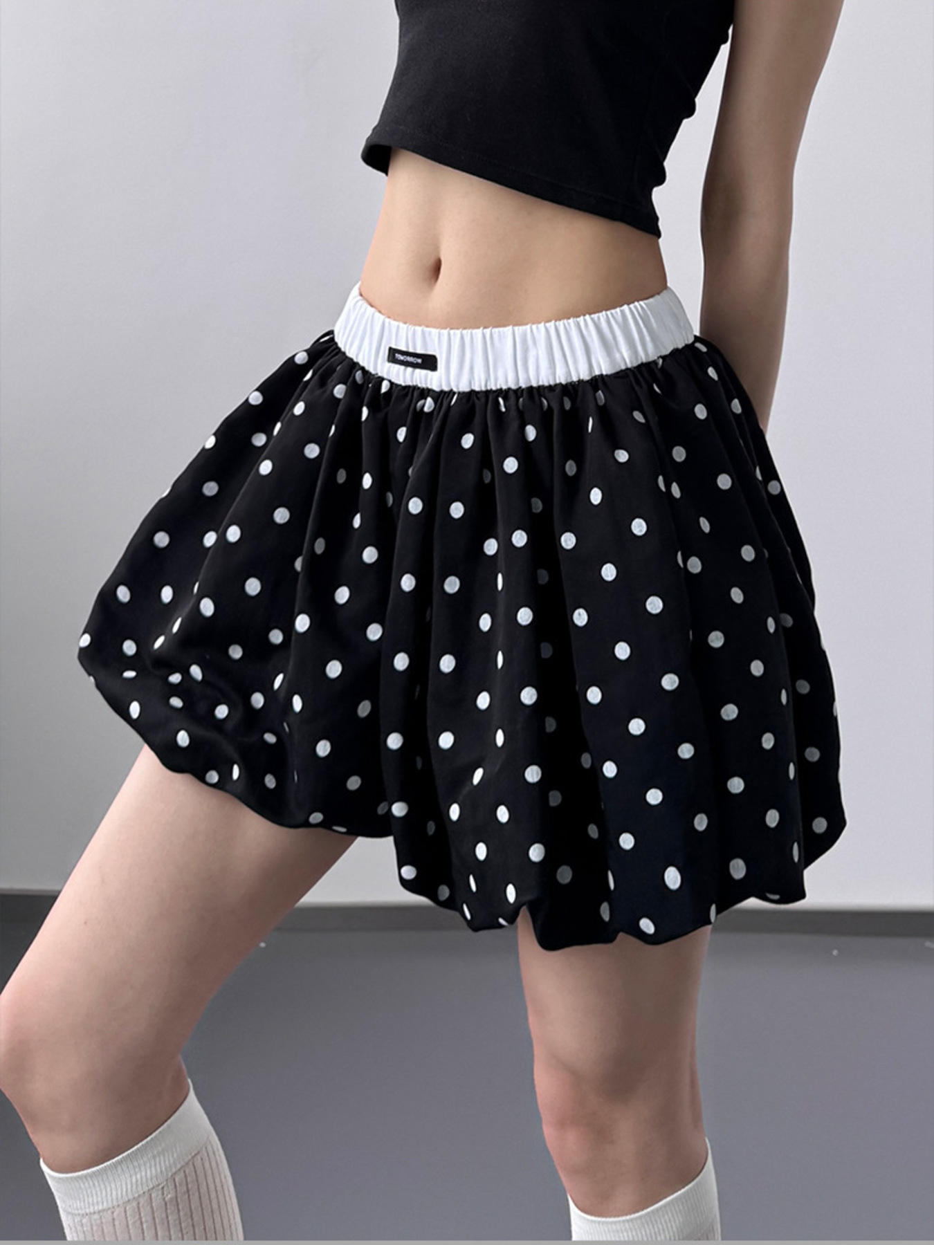 Polka Dot Bubble Shorts with Elastic Waistband
